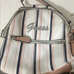 Guess Striped Backpack - Pink and Navy